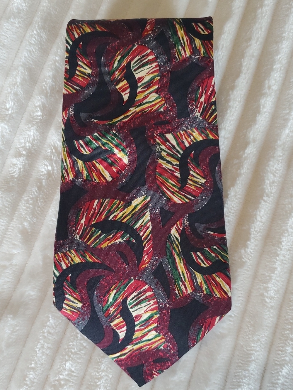 ToM JAMES tie All Silk Black, Red, Green, Yellow